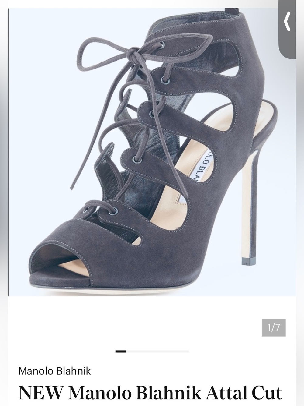 Manolo Blahnik Black Suede Lace-Up Cutout Heels